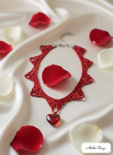 Collier ras cou et son pendentif en coeur Rouge Collier ras le cou